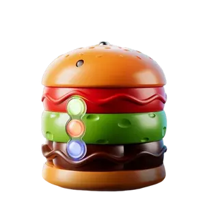 1pcs hamburger-shaped, glowing spinning top with LED flashing lights. A novelty toy and party gift.