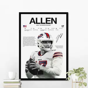 Josh Allen Hardline Series Poster, Josh Allen Signature Poster, Buffalo Football Wall Art For Fans, Sport Gift For Men [UNFRAMED - PRINT ONLY]