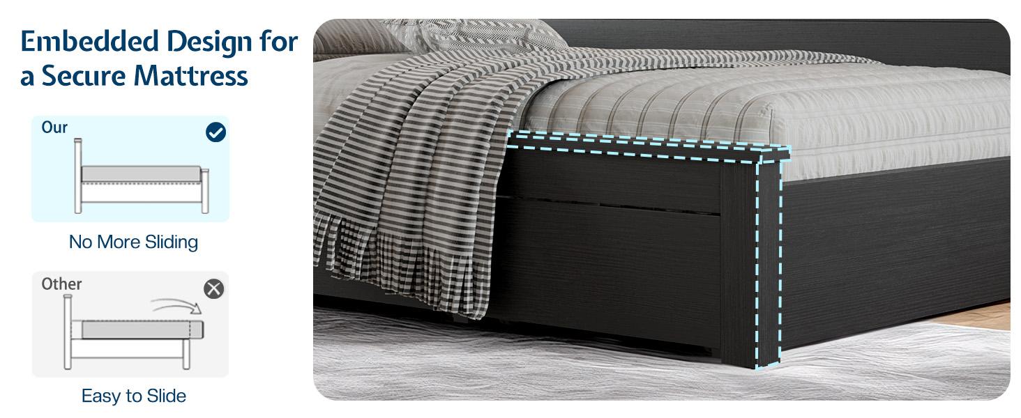 AMERLIFE Twin Daybed with Bookcase Headboard, USB-C Charging, RGB Lights & 3 Drawers, No Box Spring Needed, Farmhouse Wood Bed Frame for Teens, Dorms, Guest Room, Black/Best Gift Ideas/Christmas Gifts