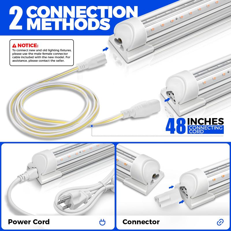 Barrina T8 LED Grow Lights, Full Spectrum, 180W(6 x 30W, 1000W Equivalent), 3ft Grow Light Strips, Linkable Design, Pinkish White, 6 Packs