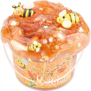 DIY Honey Themed Slime Party Favors for Kids - 10oz Scented Slime with Golden Glitter & Bee Add-in, Super Soft, Great Birthday Gifts for Girl and Boys, Christmas Stocking Stuffers