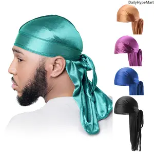 Unisex Floral Embroidered Satin Drawstring Pirate Turban - Draping Style, Fluffy Soft Head Wrap, 1 Size Keffiyeh Scarf for Women's Daily Wear, Party Wear, One Size