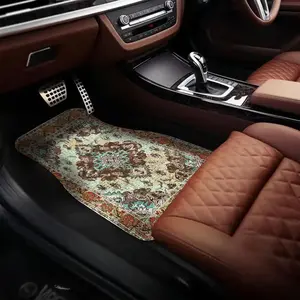 Vintage Floral Pattern Car Floor Mat, 4 Counts/set Multi-purpose Non-slip Car Floor Mat, Universal Car Interior Decoration Accessories for All Seasons