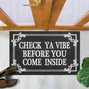 Welcome Doormat Home Decor Funny Doormat Check Ya Vibe Before You Come Inside This House Monogram Doormats Indoor Outdoor Non-Slip Backing Entry Way Mats
