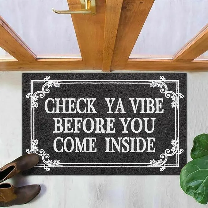 Welcome Doormat Home Decor Funny Doormat Check Ya Vibe Before You Come Inside This House Monogram Doormats Indoor Outdoor Non-Slip Backing Entry Way Mats