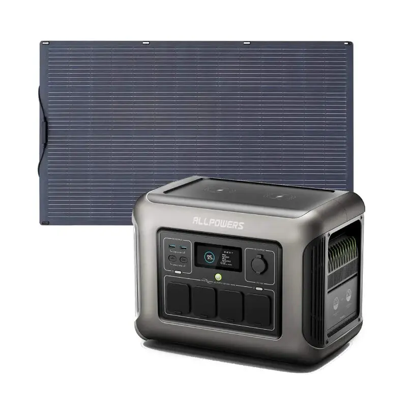 ALLPOWERS Solar Generator Kit 1600W (R1500 LITE+SF200 200W Flexible Solar Panel),LiFeP04 1152Wh capacity,23%-25% HIGH CONVERSION EFFICIENCY,#TikTokShopRestock