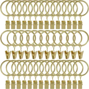 40 pcs Metal Curtain Rings with Clips for Hanging Drapery Drapes Bows Drapery Clips with Rings Fits up to 1 in Curtain Rod
