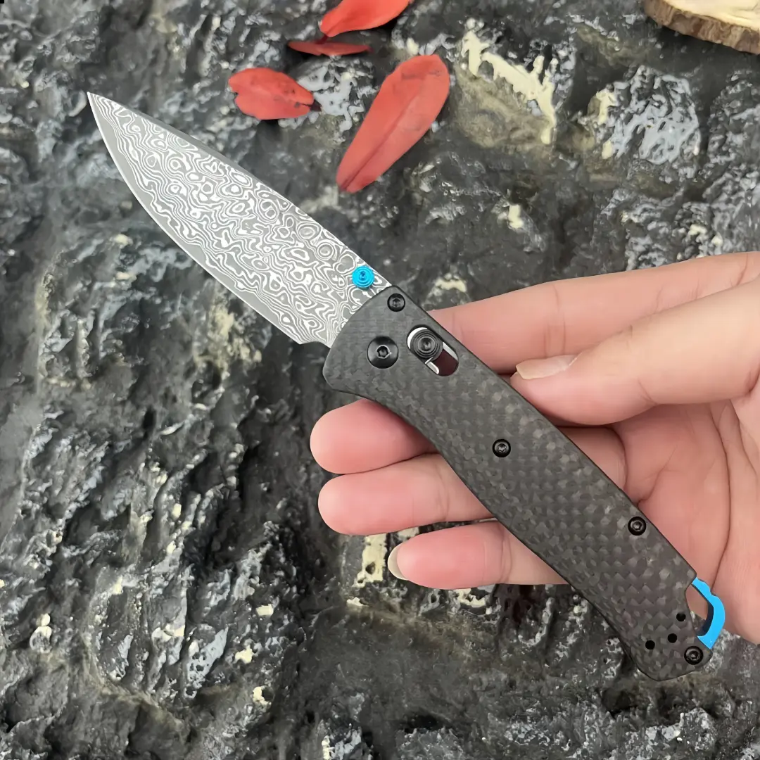 Folding utility knife with Damascus steel blade and carbon fiber handle, kitchen tool, men’s gift, EDC tools, outdoor camping pocket knives