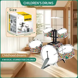 Drum set with stool for children - 5-piece percussion toy set for boys and girls 3-5 years old, educational music gift for Christmas and birthday