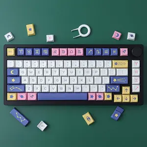 133 Key PBT Keycap Set for Gaming Keyboard, Constellation XDA Profile Dye Sublimation Customized US Layout Keycaps for Cherry MX Switches Mechanical Keyboards