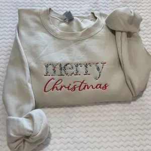 FLORAL Merry Christmas embroidered sweatshirt, Christmas sweatshirt
