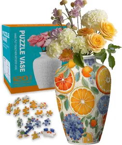 Unique Flower Vase, 3D Puzzle Vase for Adults to Flower Arrangement and Home Decoration Made by 160 Curved Plastic Puzzle Pi