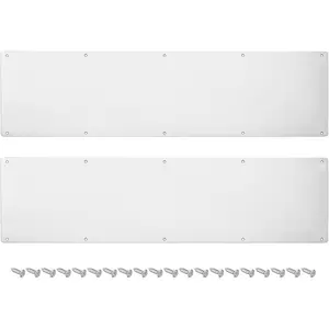 2pcs 8 x 30 Inches Aluminum Door Kick Plate, 2mm Thickness Silver Kick Plate for Exterior Front Door or Back Door