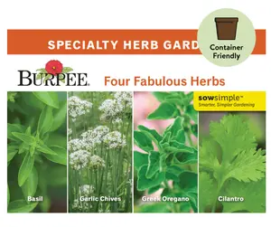 Burpee Four Fabulous Herbs Starter Garden Herb Seed Collection - Non-GMO, Specialty Herb Gardening Seeds, 2.63g, 1-Pack