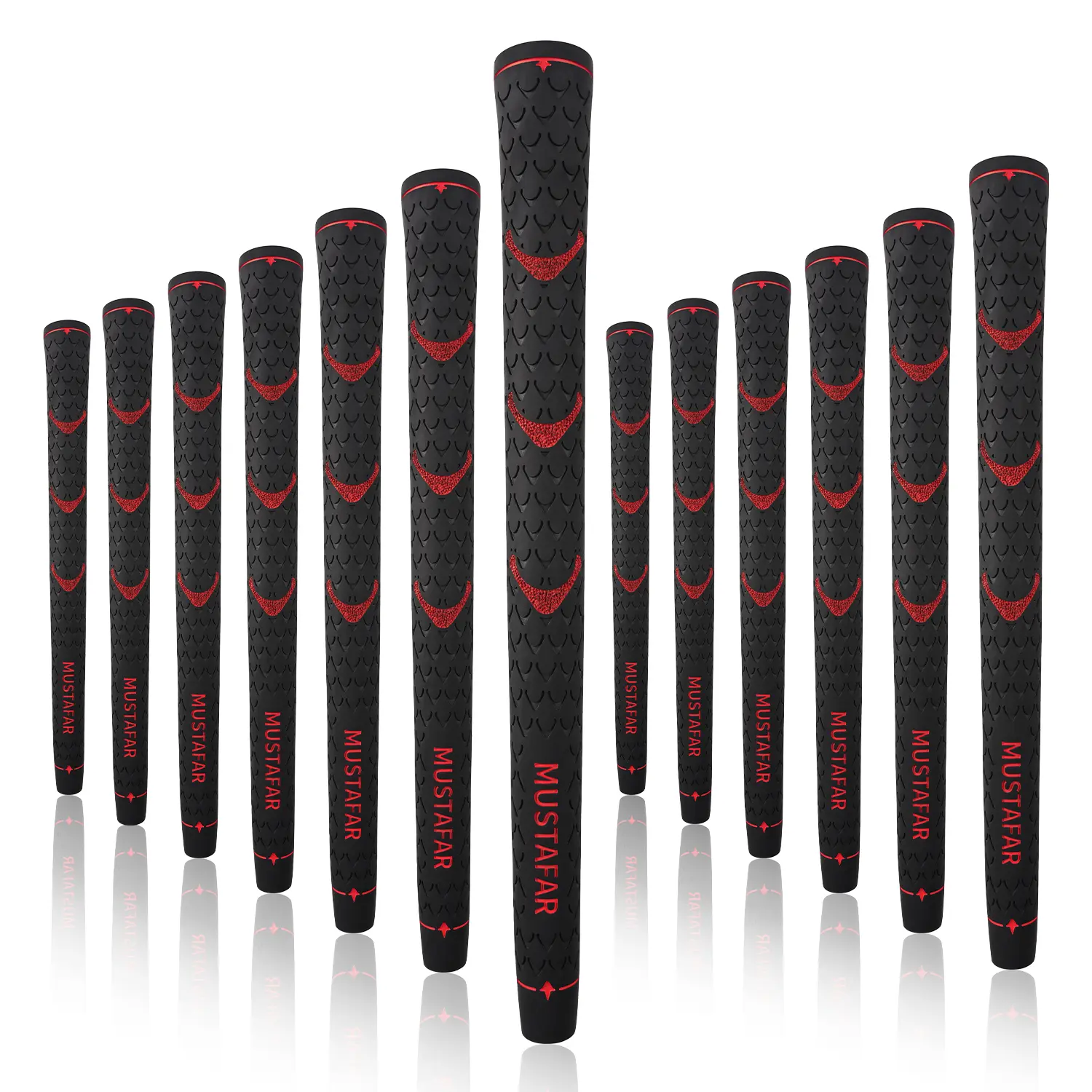 WUDAY Size/Medium Rubber Golf Club Grip Set (13-Pack) - Anti-slip and Shock-absorbing, with Thumb Texture Design, Red/green Soft Rubber Golf Grips. professional Non-Slip Jumbo golf accessories sohochic