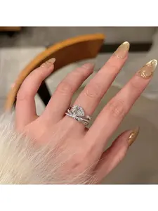 French Luxury Multi Layer Teardrop Diamond Ring Cross Twisted Minimalist Design Elegant Stackable Statement Ring for Women