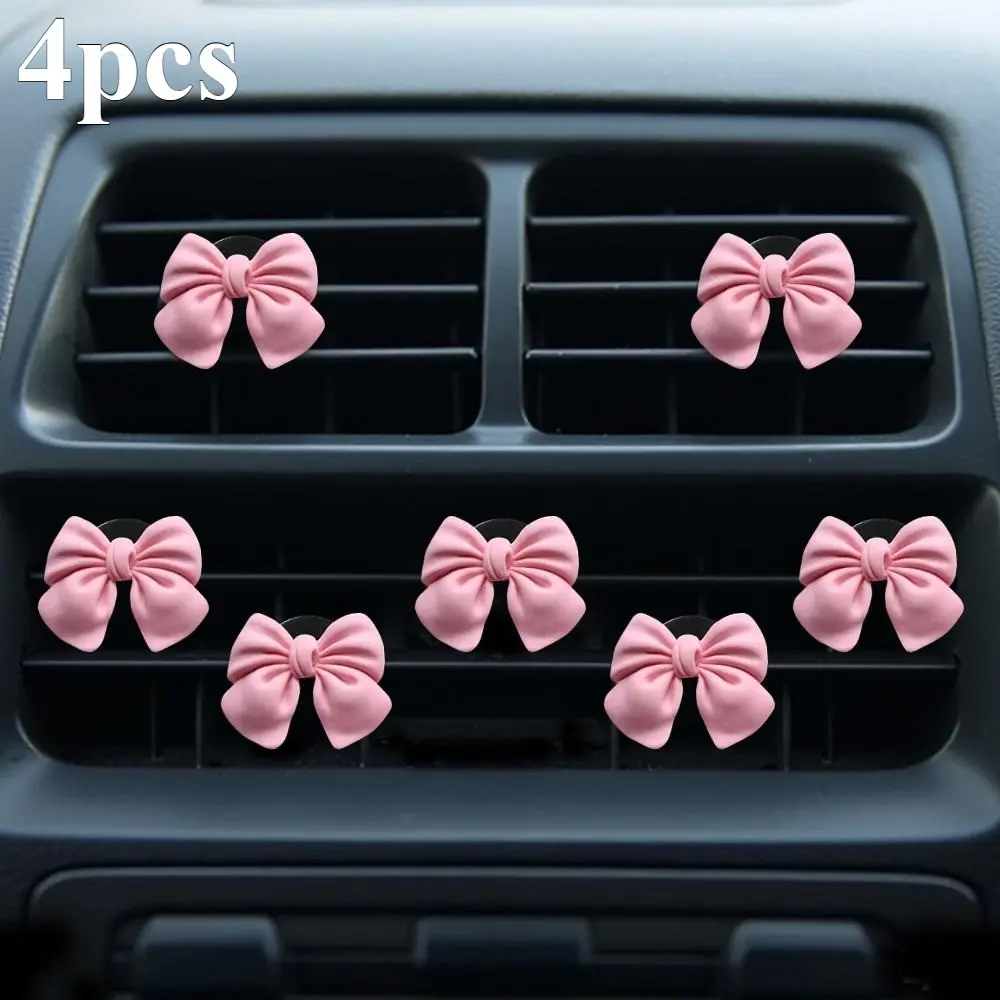 4pcs Bow Car Interior Accessories, Cute Air Vent Decorative Clips, Butterfly Knot Car Outlet Decoration, Adorable Car Trend Decorations, Car Trinkets, Vehicle Decor, Car Ornaments, Fun Car Accessories