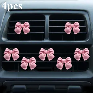 4pcs Bow Car Interior Accessories, Cute Air Vent Decorative Clips, Butterfly Knot Car Outlet Decoration, Adorable Car Trend Decorations