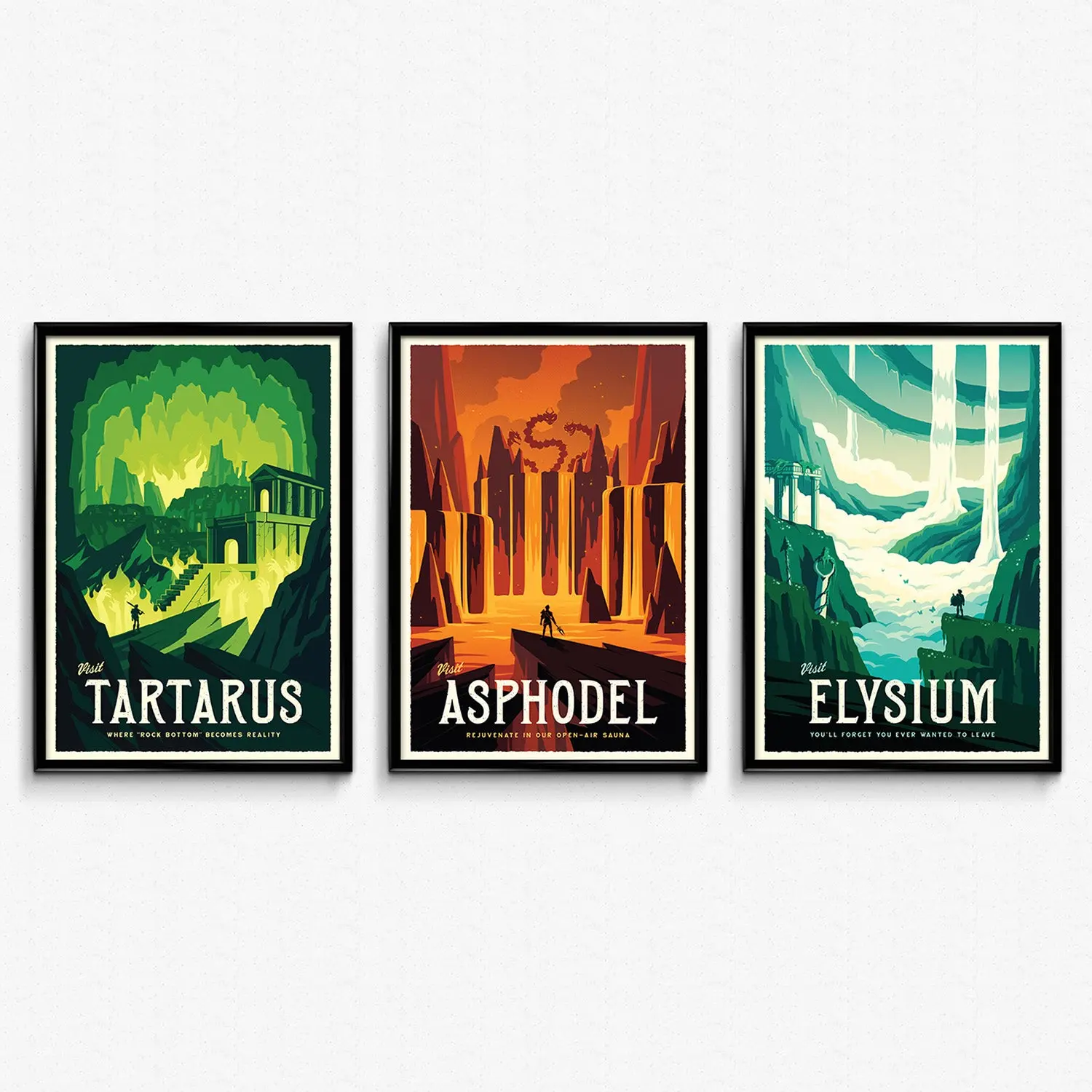 Hades Travel Poster Bundle Wall Art Gaming Prints Set of 3