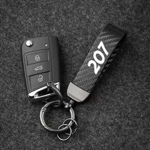 Peugeot 106-5008 Gt Line Carbon Fiber Keychain Set, Premium Auto Mod Key Fob W/ Screwdriver & Rings, Durable Design for Everyday Use, Car Key Accessory