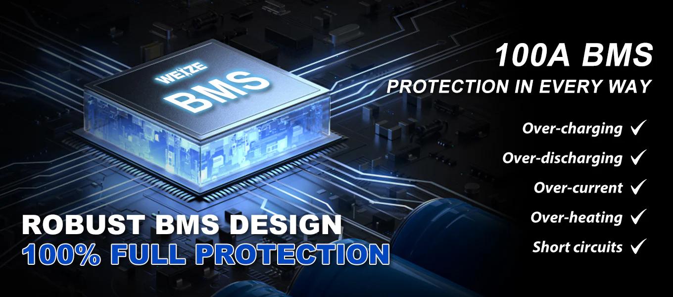 WEIZE 12V 100Ah 1280Wh LiFePO4 Lithium Battery, Group 24 Deep Cycle Battery