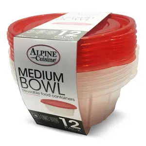 Alpine Cuisine Round Food Storage Containers with 6 Lids & 6 Bodies 12-Pack 50oz (1478ml) | A Versatile & Convenient Kitchen Organization Solution | Food Prep Storage Containers - Dishwasher Safe