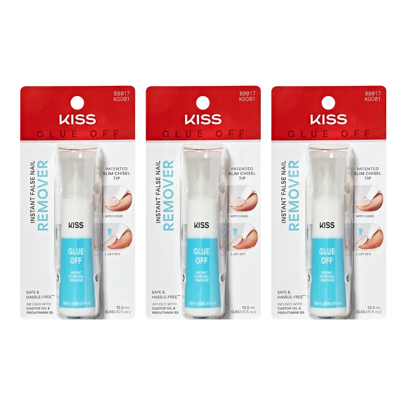 KISS Glue OFF Press On Nails Remover 3-Pack Bundle