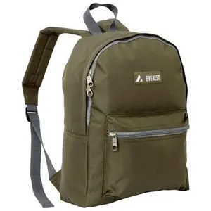 212 MAIN Everest 1045-OLI Modern Streamlined Basic Travel Backpack - Olive, Spacious Compartment, Zip Closure