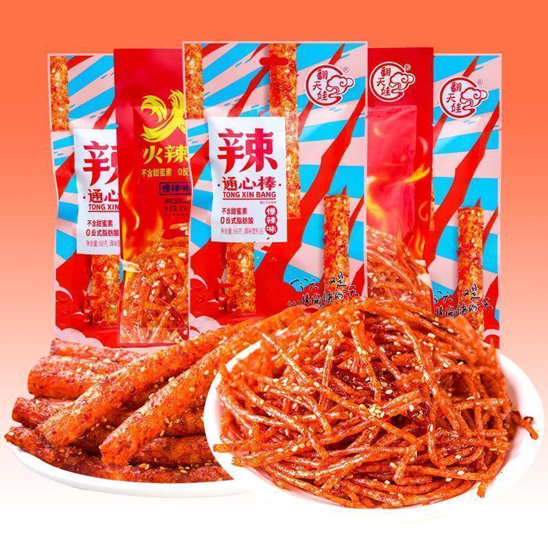Small Chinese Snack Latiao - Delicious Snack for Kids - Conveniently Packaged - Ideal for Indulgence Spicy Gluten-Free Chili Latiao Strips Crispy Crunchy