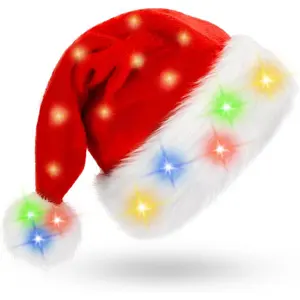 XP-KCP01  Santa Hat: Christmas Hat Adult - Santa Hat for Women and Men - Led Santa Hat