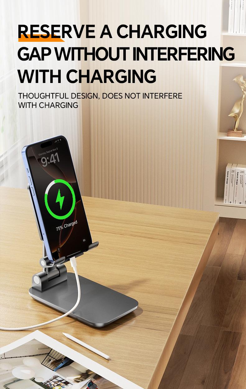 Universal Foldable Phone Stand, Adjustable Angle Desktop Cellphone Holder, Stable & Portable for All Phones