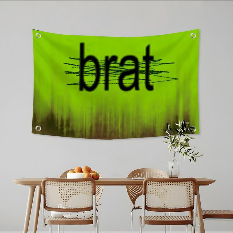PIKPAKA Brat Album Charli XCXS Flags Instant Party Atmosphere Microfiber Festival Banner | Indoor Outdoor Hanging Decor | Perfect For Bedroom Living Room Bar Garden Party Party Decorations Banners