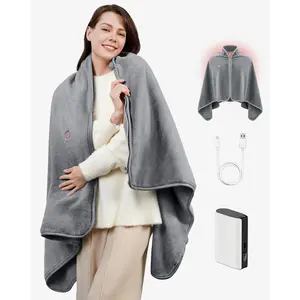 USB Heated Blanket – Cordless Rechargeable Throw with Portable Battery Pack, Far Infrared Heat, Ultra-Soft Faux Rabbit Fur for Home, Office, Travel, Campin