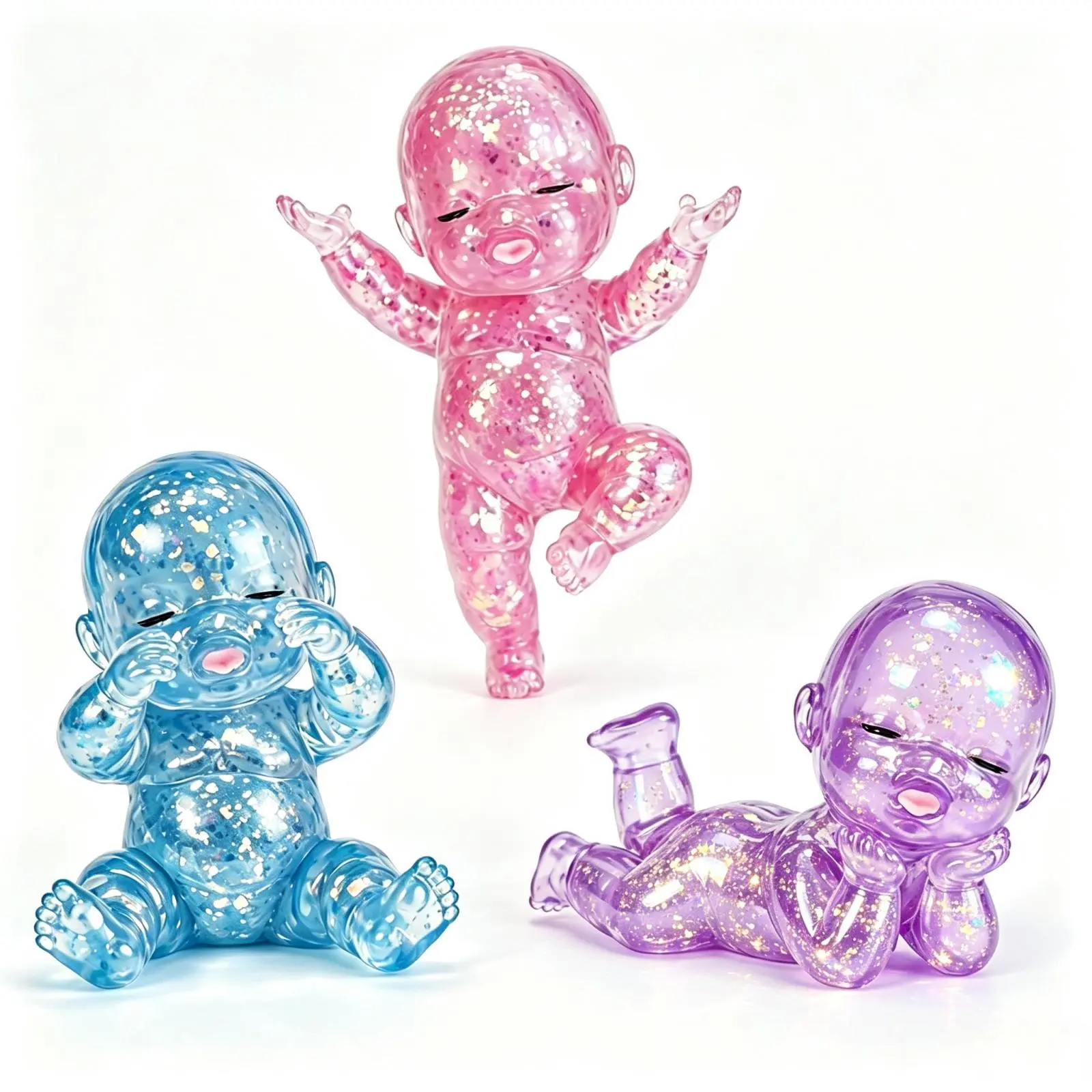 Jumbo Glitter Baby Squishy Toy, Slow Rising Stress Relief Fidget Sensory Toy, Soft Squeeze Collectible Baby Doll for Kids & Adults, Cute Office Desk Toy Gift Birthday Gift
