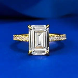 S925 Sterling Silver Grandma Cut Square Sugar Ring 7*10mm 6A Cubic Zirconia Ring Springtok-388