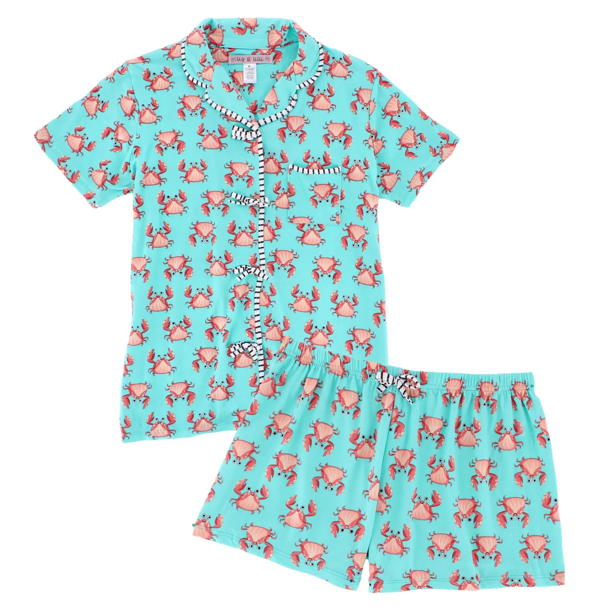 CTM Women's Beachy Crab Short Notched Collar Pajama Set by Liz & Lilli, Short Pajama Sets, Style, Everyday