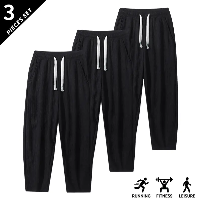 3-pack men’s fashion loose casual pants; all-season straight-leg wide-leg trousers; corduroy fabric with elastic waistband and drawstring sports casual pants; solid-color men’s pants suitable for everyday casual wear, sports, and outdoor activities; ideal 3-pack men’s fashion loose casual pants; all-season straight-leg wide-leg trousers; corduroy fabric with elastic waistband and drawstring sports casual pants; solid-color men’s pants suitable for everyday casual wear, sports, and outdoor activities; ideal