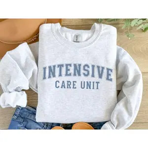 Icu Nurse Cotton Crewneck Intensive Care Unit Graphic T-shirt Critical Care Unit Registered Nurse Intensive Care Rn Pullover Nurse Grad Gift