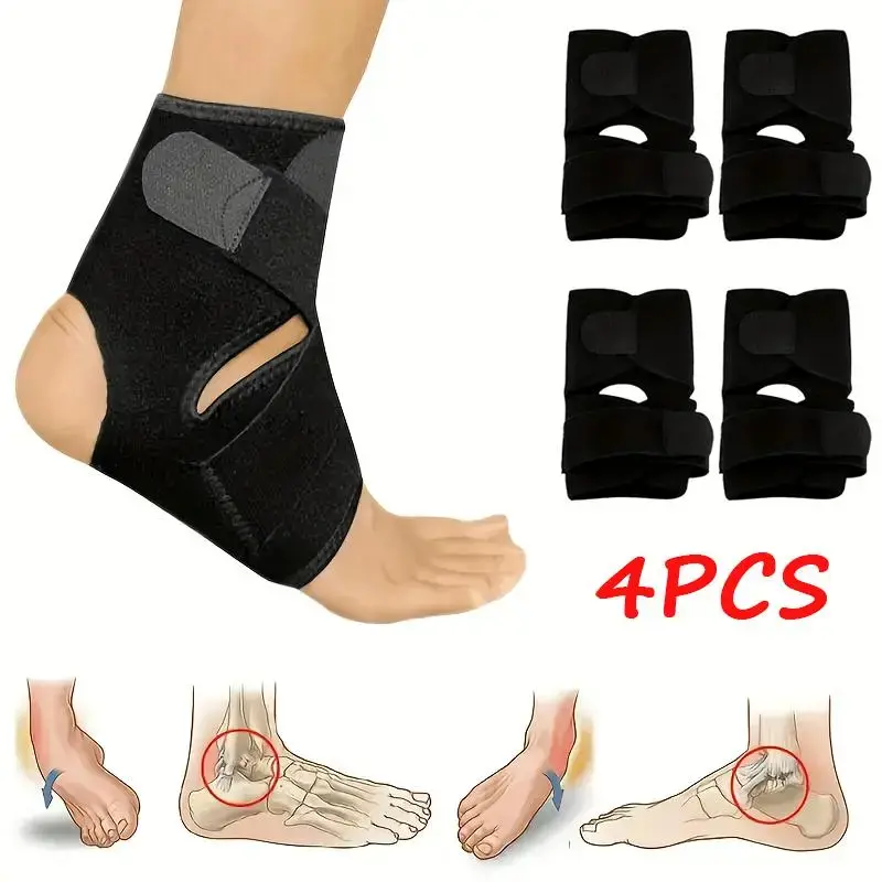 Ankle Brace 4 Pack Adjustable Compression Support Sleeve Breathable Neoprene Stabilizer for Men Women Sports Running Fitness Workout Ankle Pain Relief Sprain Recovery Daily Support