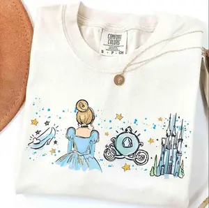 Comfort Colors/Gildan Watercolor Cartoon C1nderellaaa Princess T-Shirt, A Dream Is A Wish Your Heart Makes, Girly Aesthetic, Cartoon Girls Trip 2026