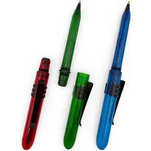 The  Made Pocket Pen - 3 Pack with metal clips - compact, affordable, lightweight, EDC black ink ballpoint pen - mini pen that is  and floats - carries small, writes big (Assorted Trans)