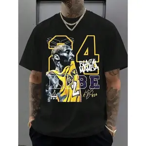 |   Kob.E Bryant |   Artistic Lakers Basketball Print Classic T-Shirt |   Popular Classic Apparel For Kobe Fans |   100%25 Cotton Loose Fit Printed Crew Neck Unisex Short-Sleeve T-Shirt |   European And American Fashion Brand Printed Base Layer Shirt, Cr