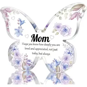 Heart-Shaped Mom Keepsake – Personalized Nameplate with Message, Pastel Floral Table Decor for Mother’s Day, Birthday, Graduation, Gift from Daughter/Son for Desk or Mantel