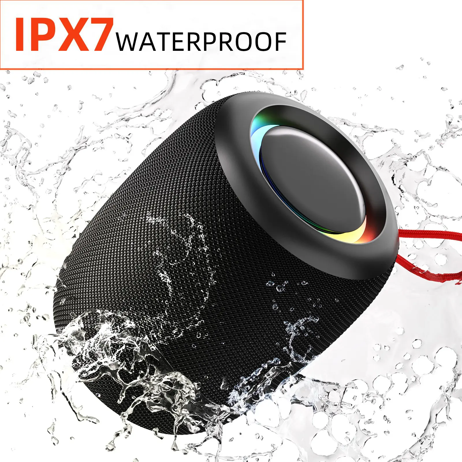 Waterproof Bluetooth Speaker, Mini Wireless Speaker with Colorful Light, Stereo Sound & Bass, Portable Speaker for Shower, Beach, Travel, TWS Stereo Pairing, Birthday Gift for Men, Women