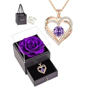 Elegant heart-shaped pendant necklace, no rose gift box, party fashion jewelry, daily clothing decoration, fashion, birthday gift exquisite jewelry