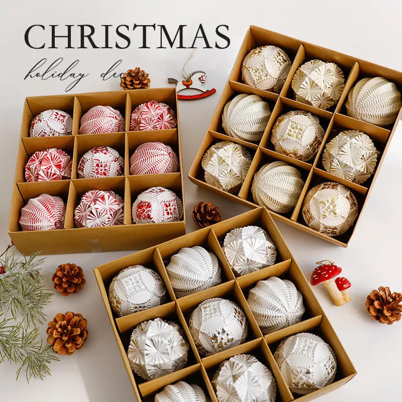 Christmas Ornament Ball Set - Vintage Style Decorative Hanging Balls for Tree, Gift, Home Decor (Gold, Silver, Red, Rose Gold, Light Blue)