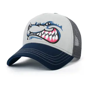 ililily PREMIUM Wolf Mascot Embroidery Trucker Hat Mesh Back Baseball Cap