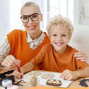 3D Halloween Pumpkin Wood Crafts to Paint for Kids Adults, Paintable Unfinished Wooden Slices for Craft, Cutouts Ornaments for Painting Decorations (24 PCS)