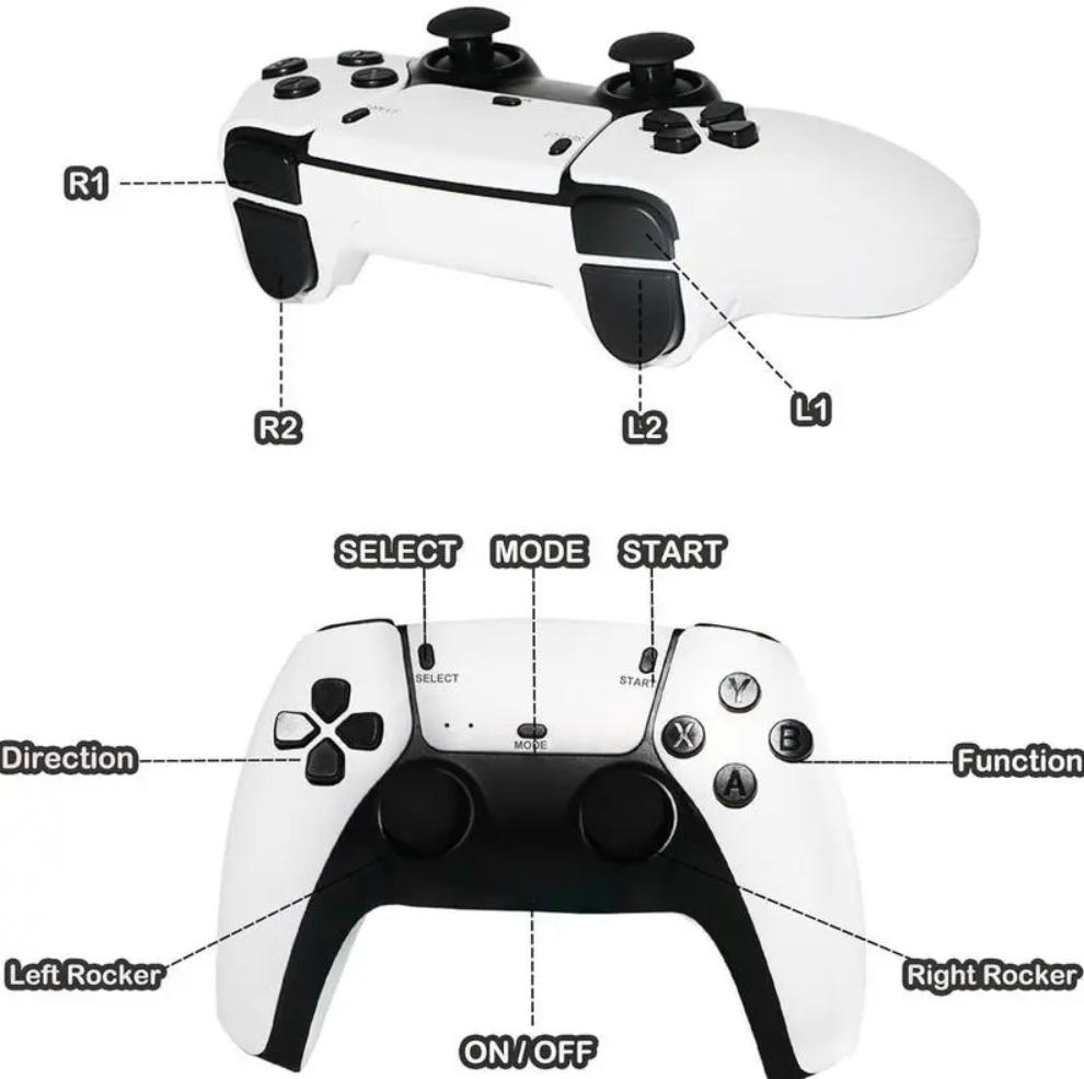 2026 Mass Games Retro Game Console with 40000+ Built-in Games 23 Emulators 2 Wireless Controllers & 128GB SD Card Perfect for Kids & Adults Portable Gaming System - Button, Hdmi