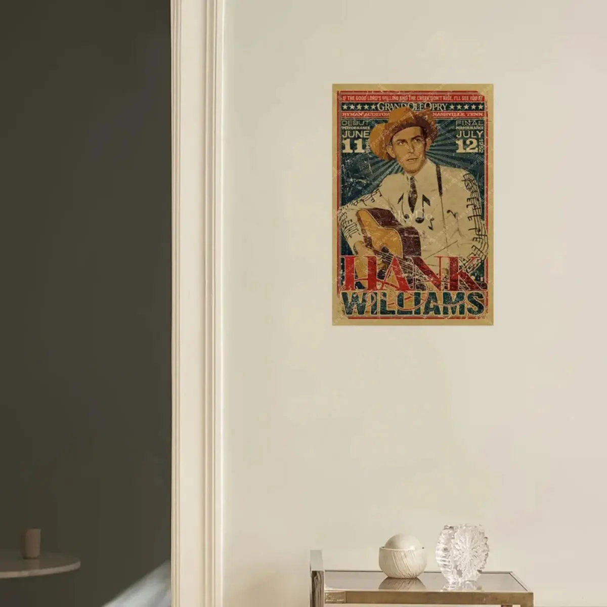 Hank Williams Country Music Themed Vintage Metal Sign, Retro Metal Sign, Wall Decor for Home Living Room Bedroom Bar Coffee Shop